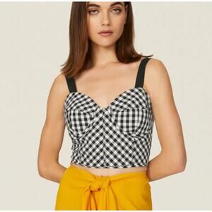 Tome Collective Gingham Bustier Cropped Cotton Tank Top Size US 2